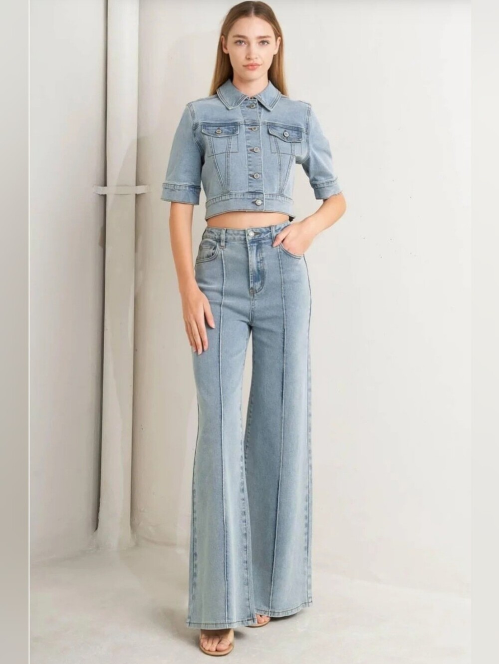 Light Blue High-Waist Flare Leg Jeans by Free Market